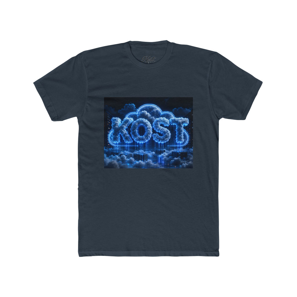 Cloud Glow T‑Shirt — 'KOST' Neon Blue Cloud Graphic Tee