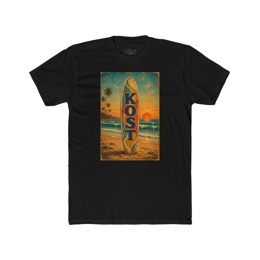 Surfboard Beach Tee – 'KOST' Vintage Sunset Surf Shirt