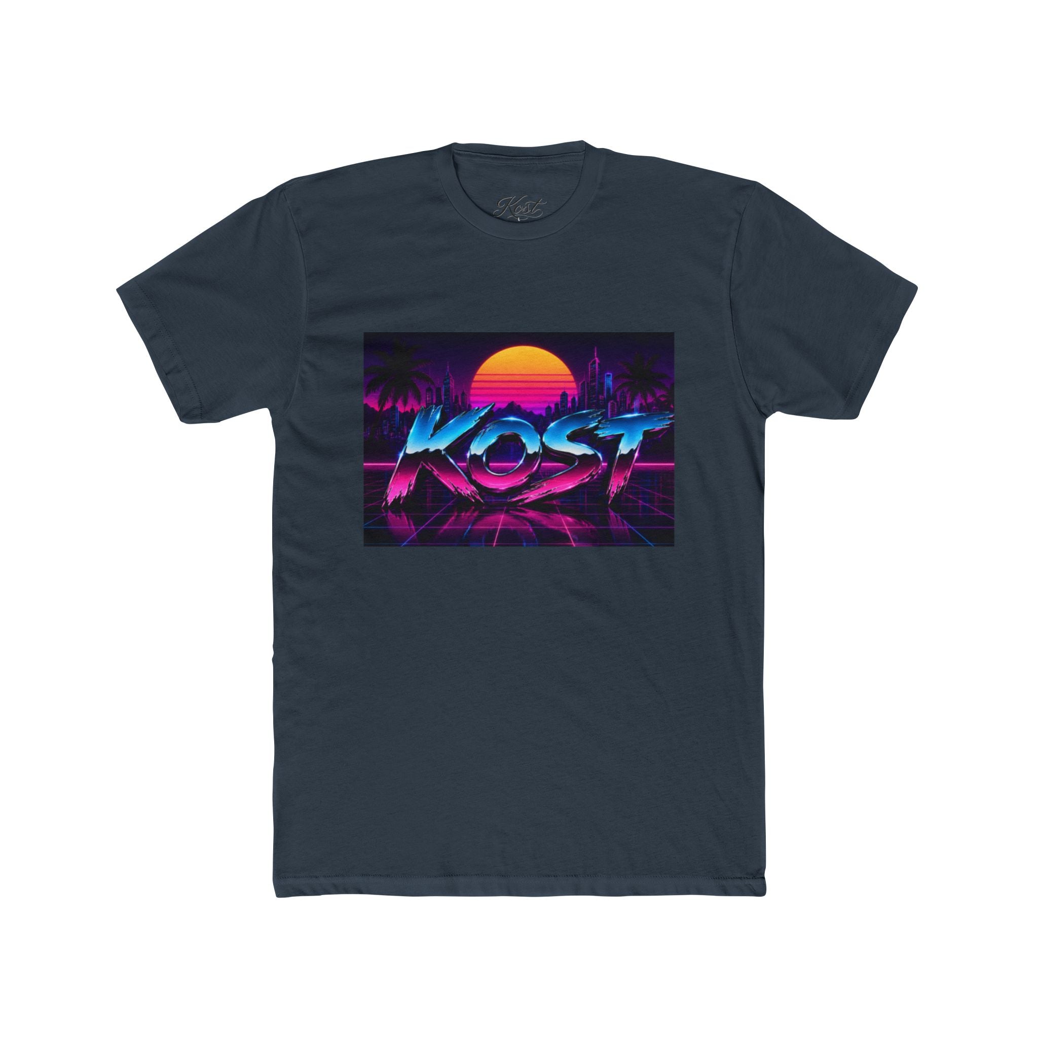 Retro Sunset "ROST" Graphic Tee — 80s Vaporwave Palm Beach T-Shirt