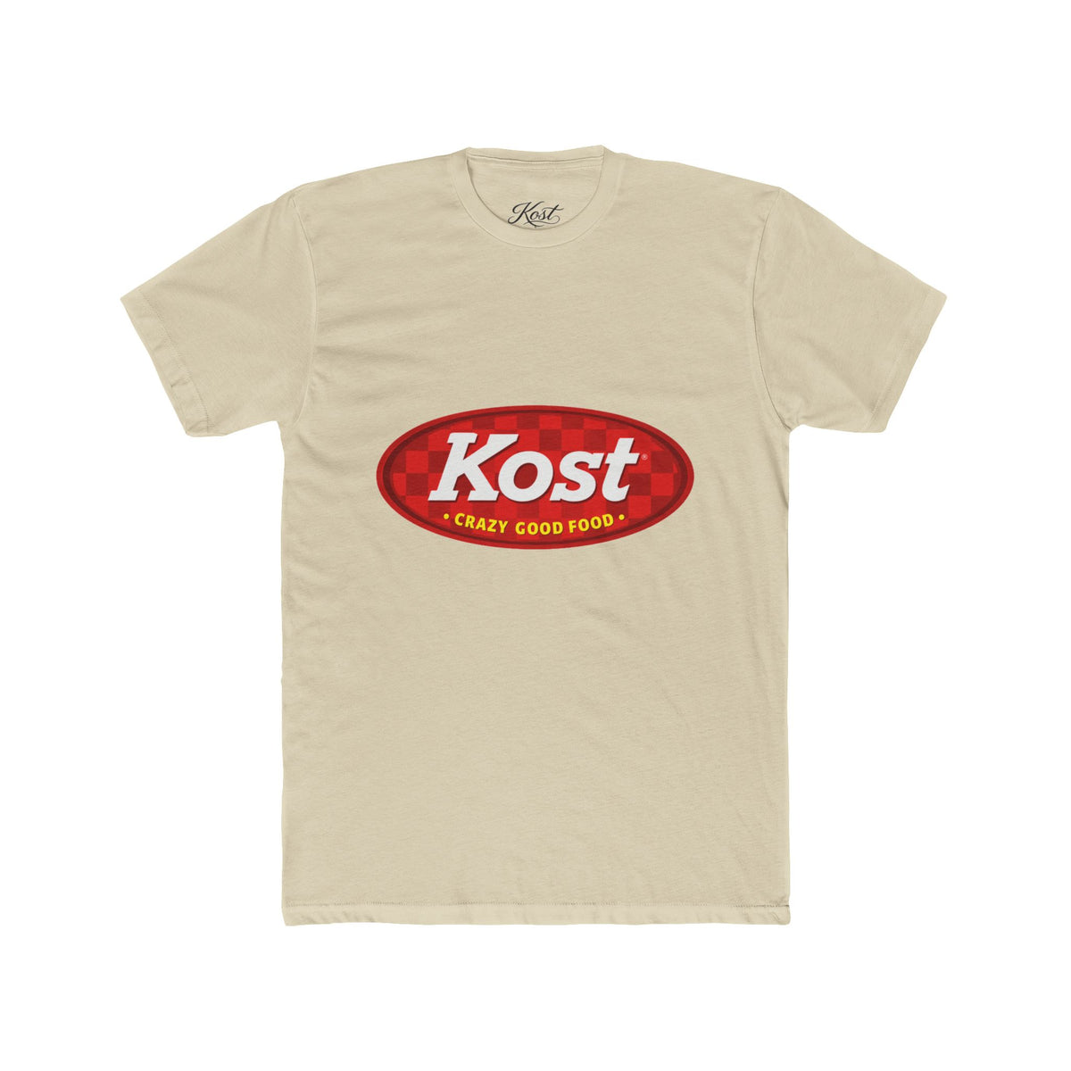 Kost Logo Tee — Vintage Red "Kost" Oval Graphic Cotton T-Shirt