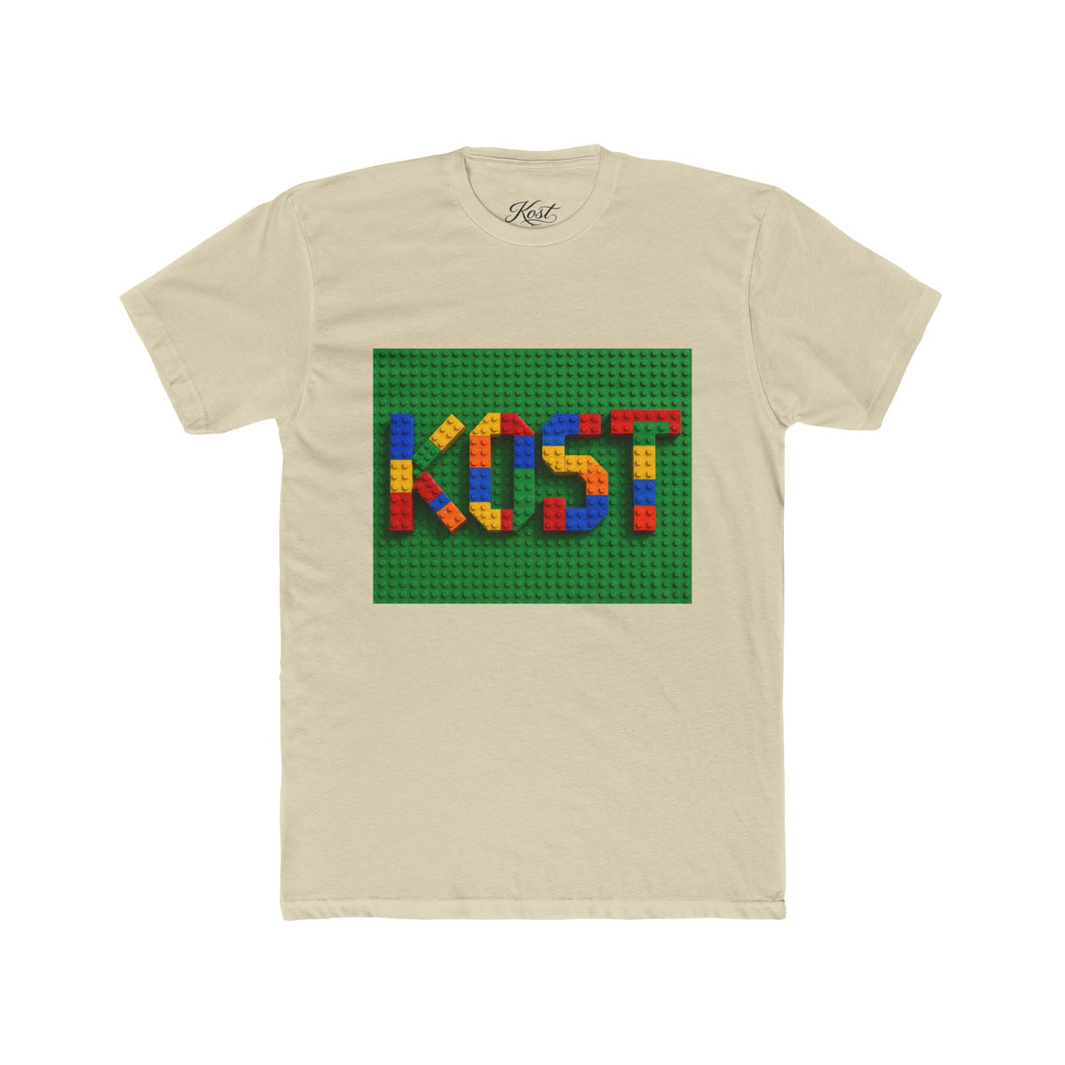 Kids Block Name Tee — Colorful Building Brick 'KOST' Graphic Shirt