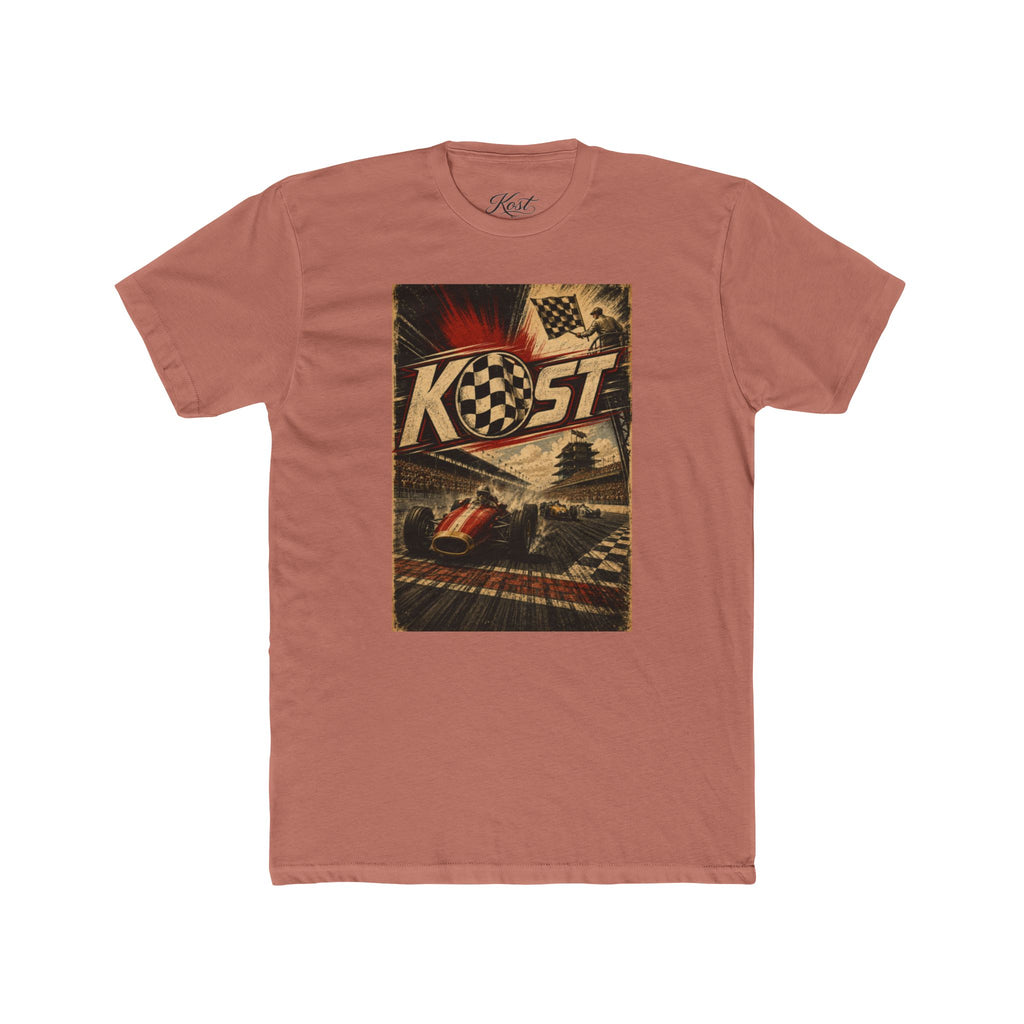 Retro Racing T-Shirt — "KOST" Vintage Checkered Flag Tee