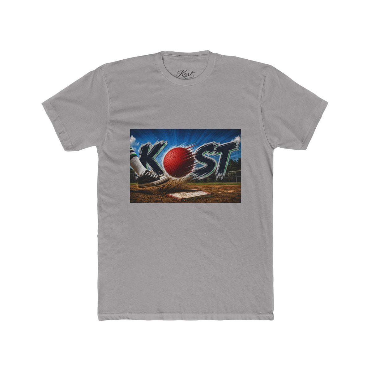 Baseball Graphic Tee — "KOST" Red Ball Field Design