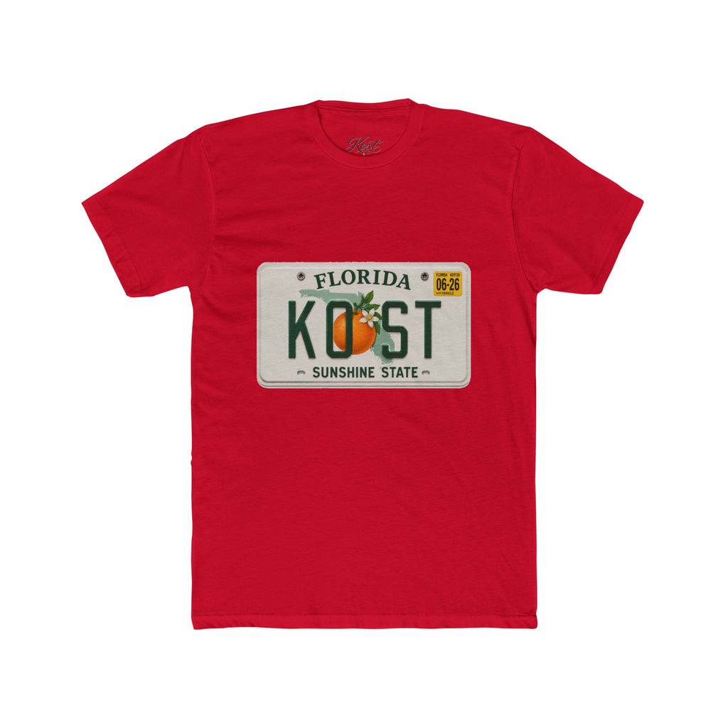 Florida License Plate Tee - 'KOST' Sunshine State Orange Design