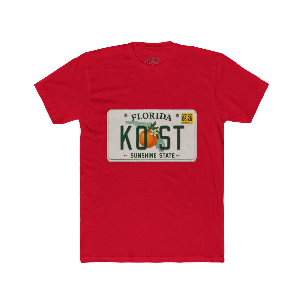 Florida License Plate Tee - 'KOST' Sunshine State Orange Design