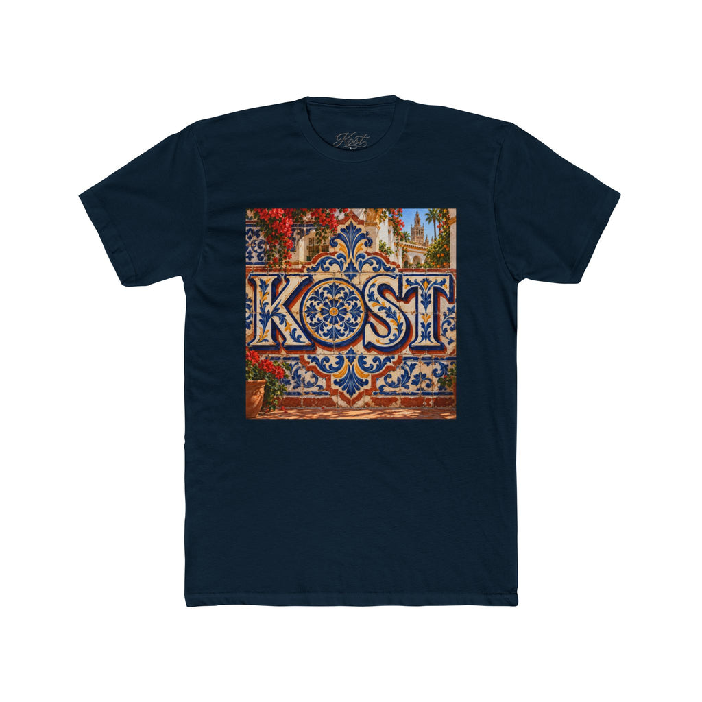Ornate Blue and Red Tile Pattern T-Shirt