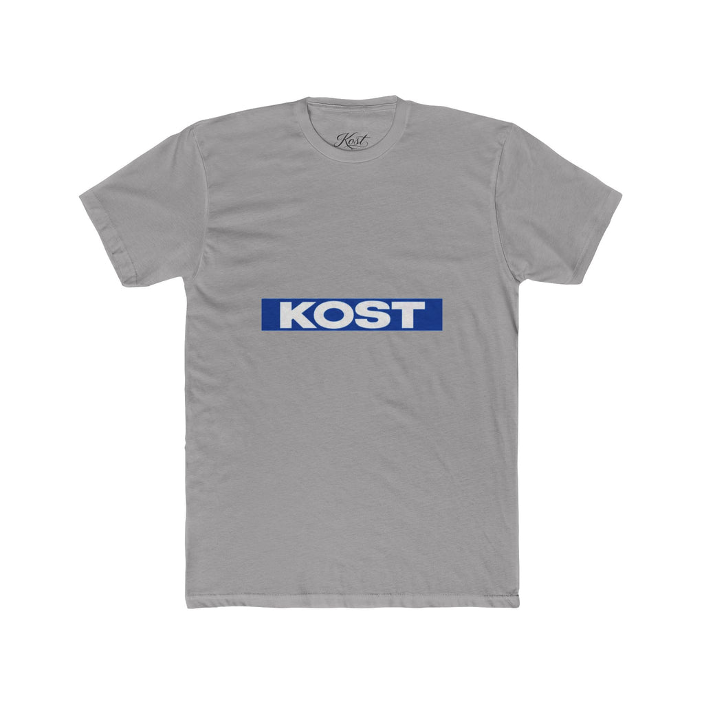 KOST Logo Tee — Retro Blue Box Graphic Cotton T‑Shirt
