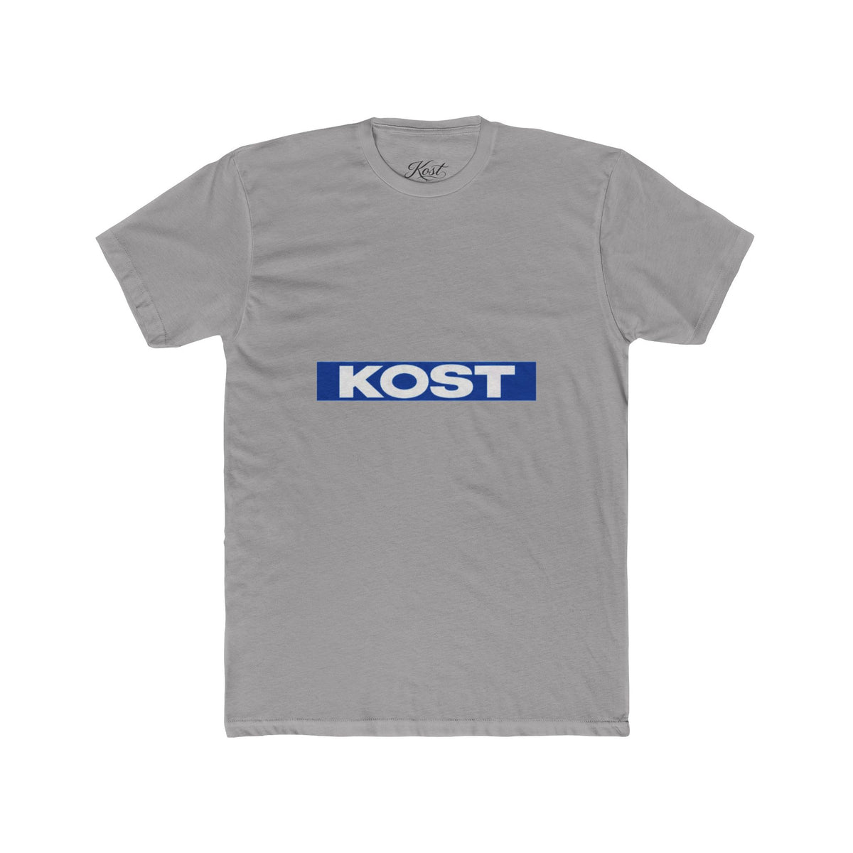 KOST Logo Tee — Retro Blue Box Graphic Cotton T‑Shirt