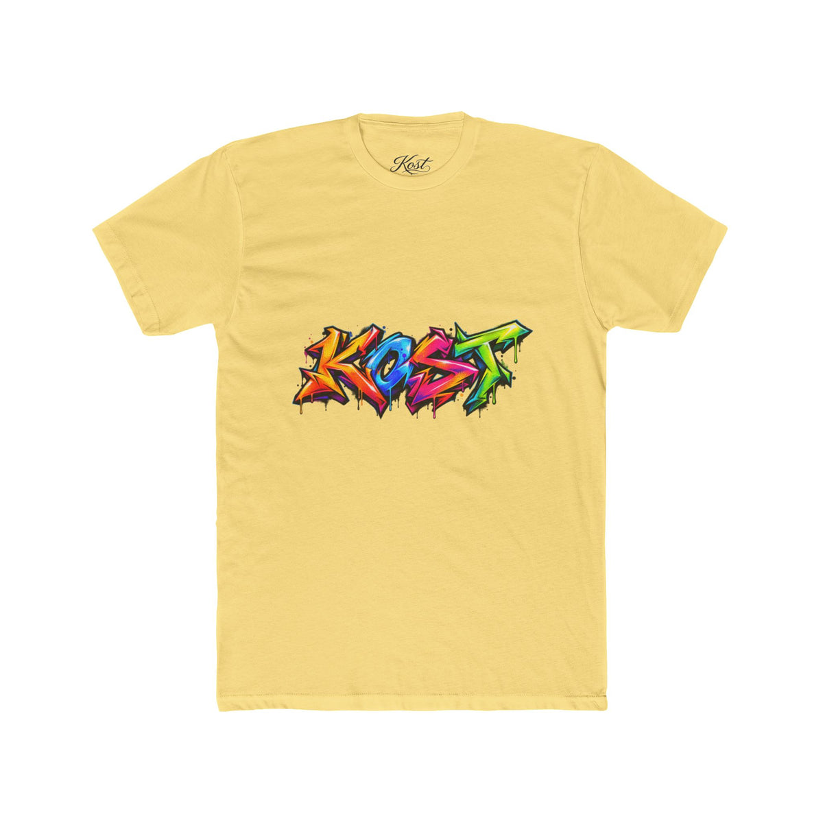 Graffiti 'Kost' Tee – Colorful Street Art Crew Neck T-Shirt