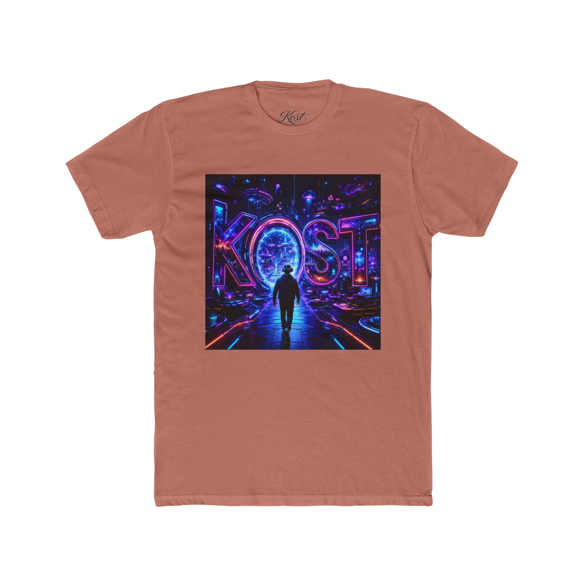 KOSTI Retro Futuristic Neon Tee — Lost Silhouette Vaporwave T-Shirt
