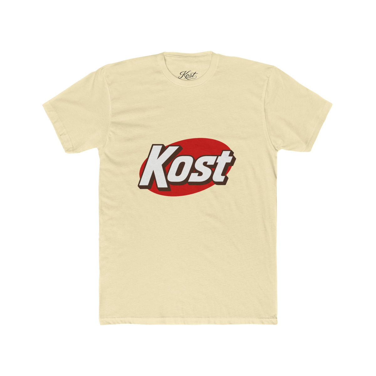 Kost Logo Tee — Retro Red Oval Graphic Cotton T‑Shirt