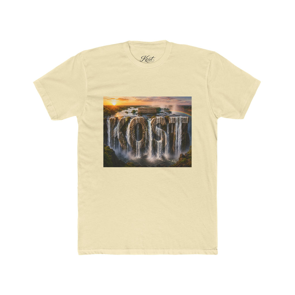 Coast Waterfall Graphic Tee — Scenic Sunset Nature T-Shirt