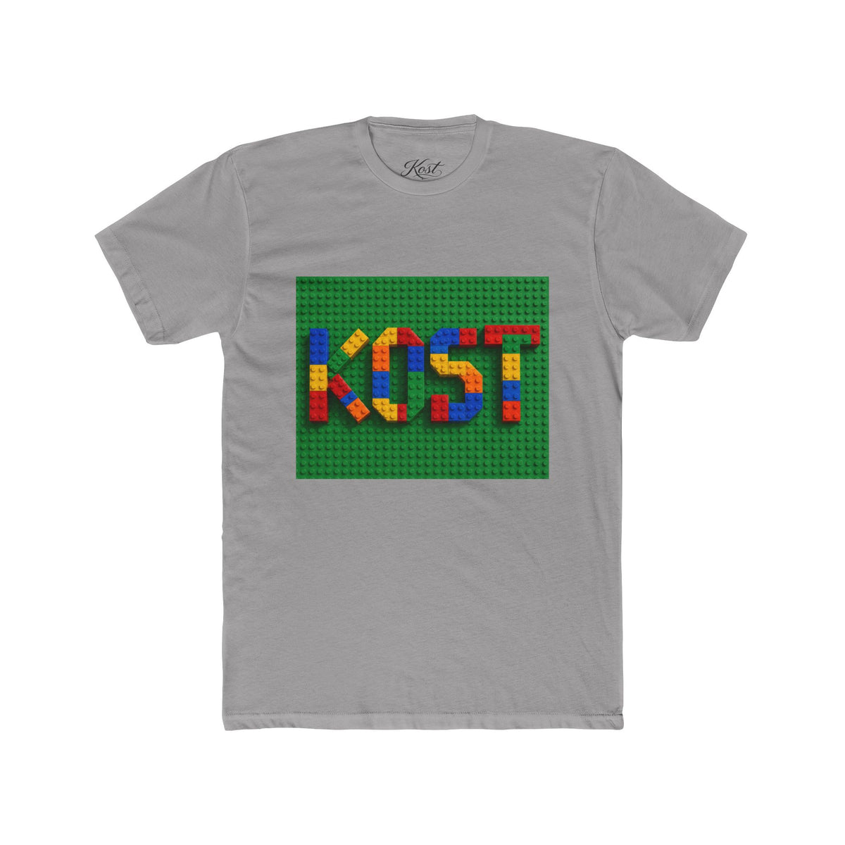 Kids Block Name Tee — Colorful Building Brick 'KOST' Graphic Shirt