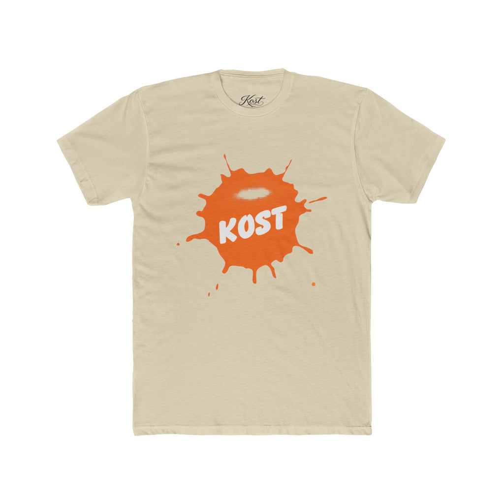 KOST Orange Paint Splatter Tee — Graphic Cotton Crew Shirt