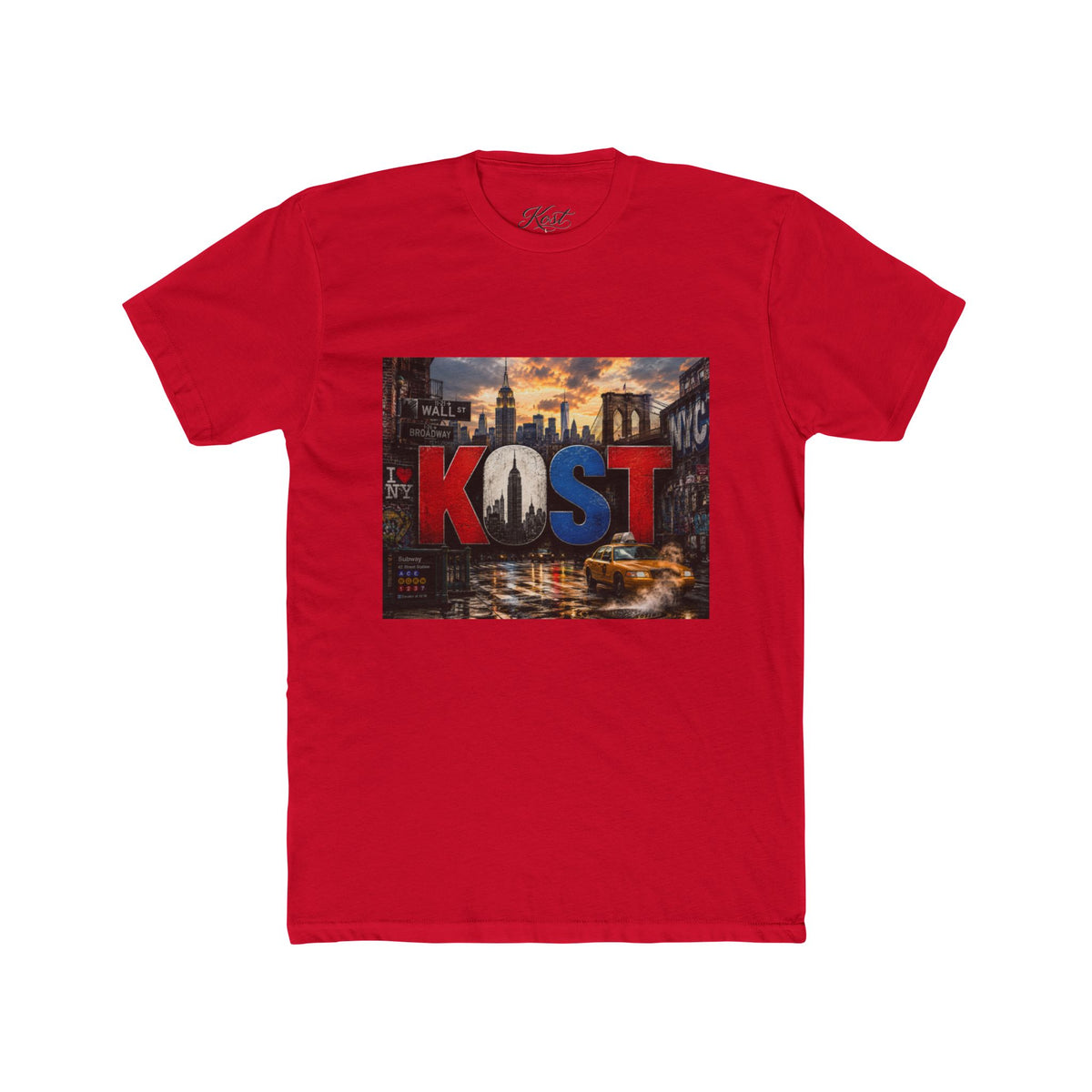 KOST Cityscape Graphic Tee — Red, White & Blue Urban Skyline T-Shirt