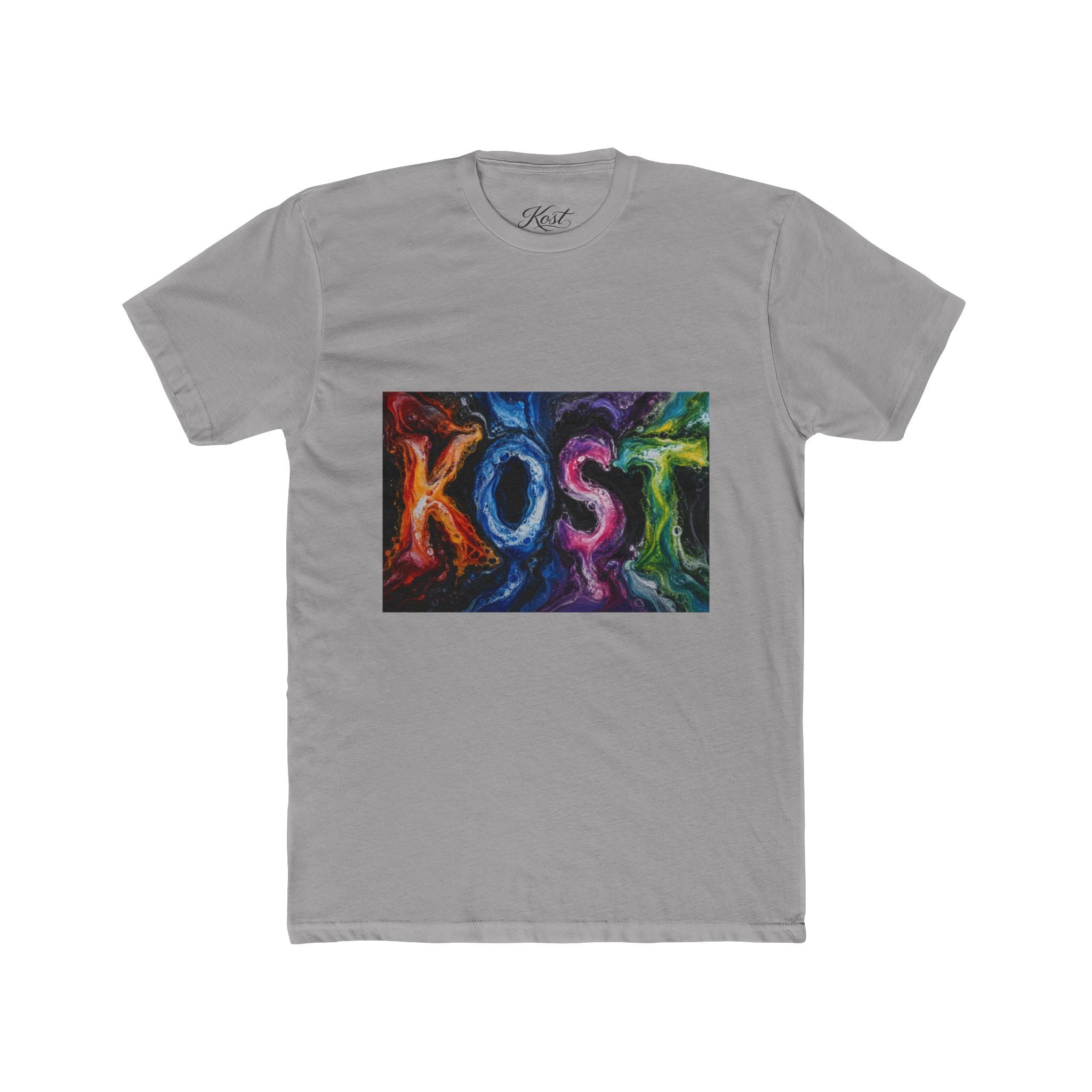 KOST Colorful Smoke Graphic Tee — Vibrant Abstract Lettering T-Shirt