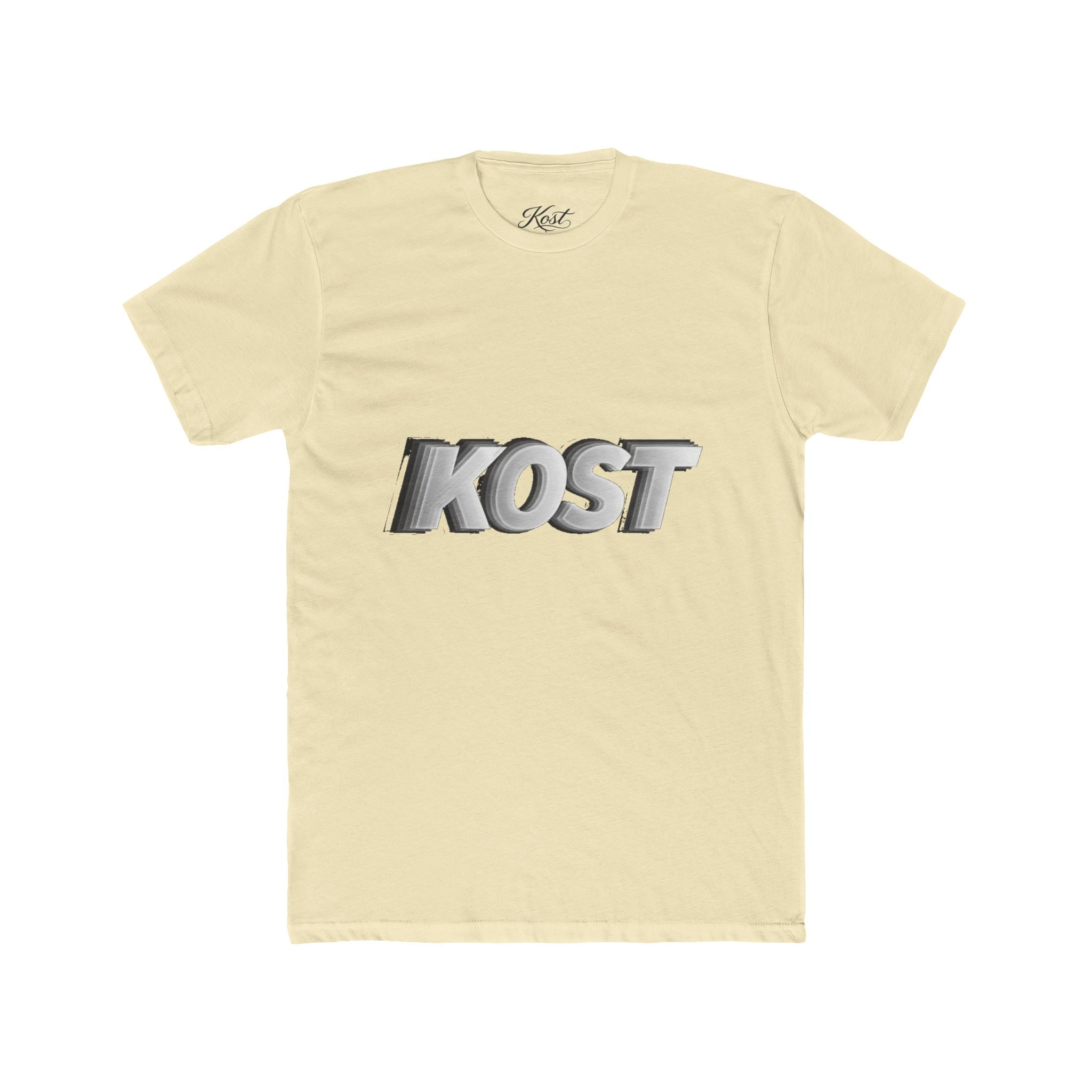 KOST 3D Metallic Logo Tee — White Graphic Crewneck T-Shirt
