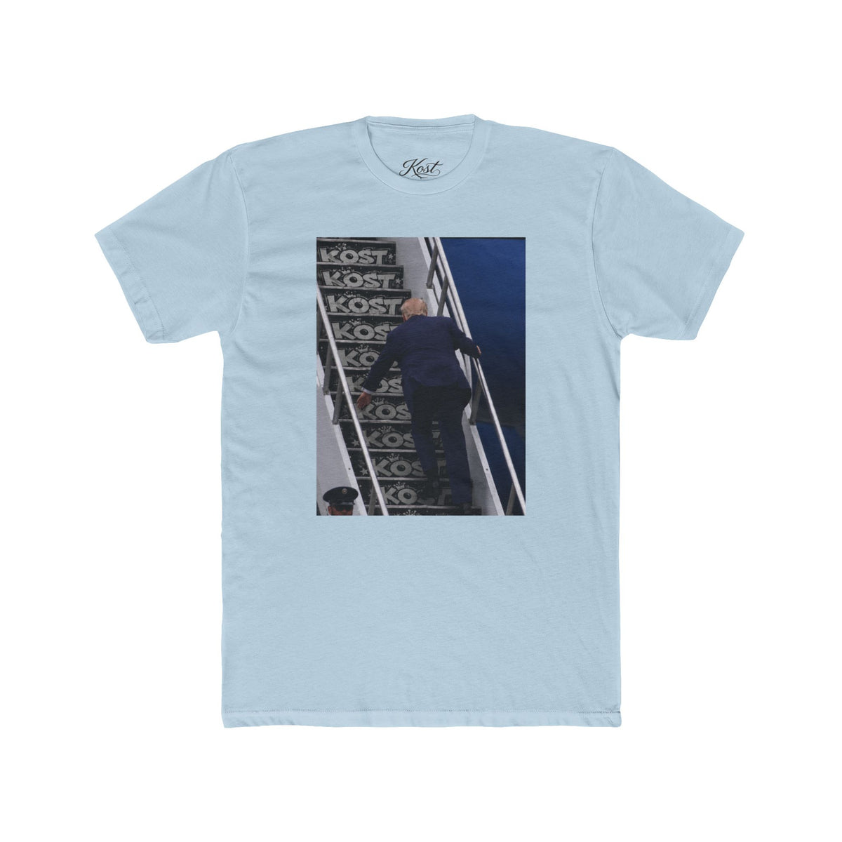 Vintage Skate Stairs Photo Tee — KOST Logo Graphic Crew Shirt