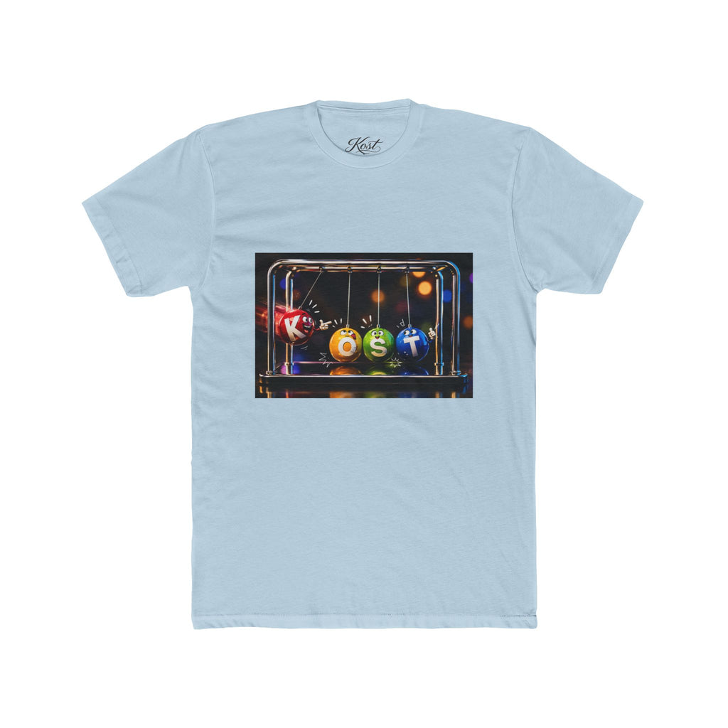 Newton's Cradle Kinetic Art Tee — 'Kest' Logo Graphic Cotton Shirt