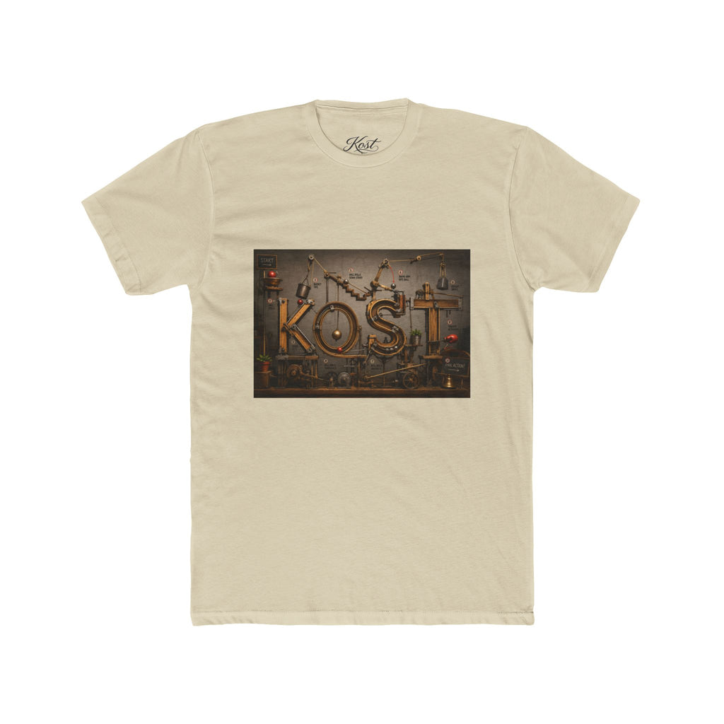 Retro Industrial 'KOST' Graphic Tee — Vintage Steampunk Lettering Shirt
