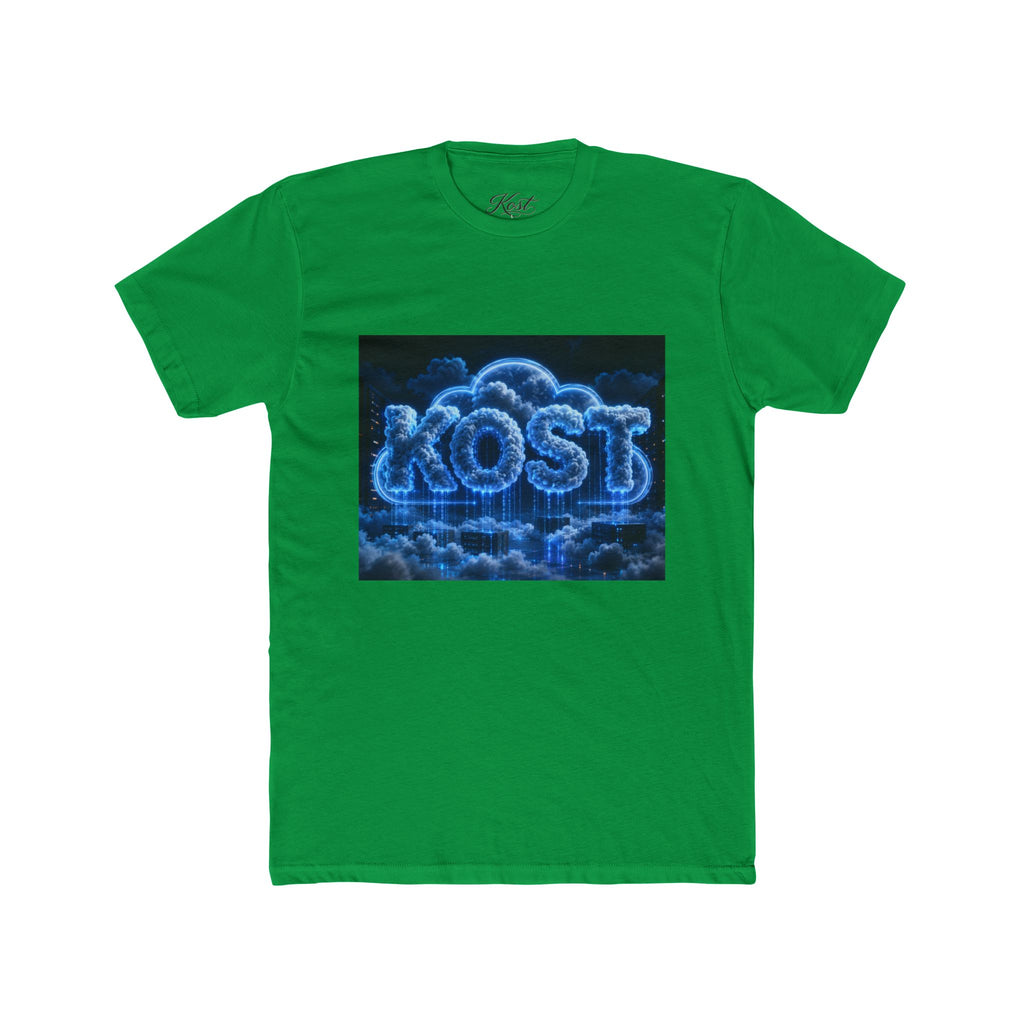 Cloud Glow T‑Shirt — 'KOST' Neon Blue Cloud Graphic Tee