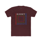 Kost Repeating Text Graphic Tee — Minimal Pastel Square Design