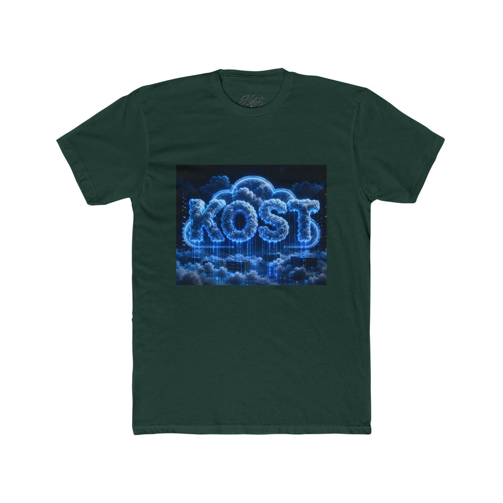 Cloud Glow T‑Shirt — 'KOST' Neon Blue Cloud Graphic Tee