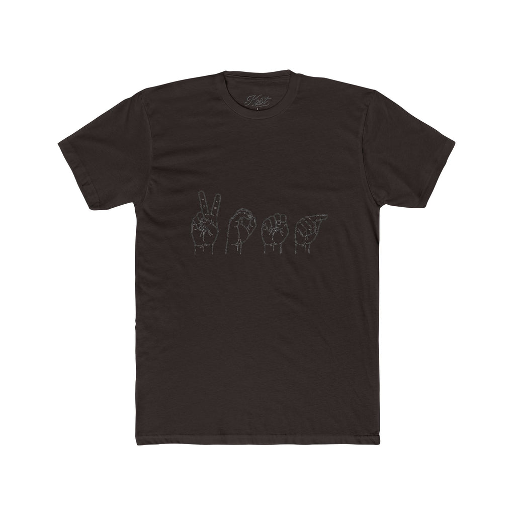 ASL Love Line Art Tee — "LOVE" Fingerspelling Cotton T‑Shirt