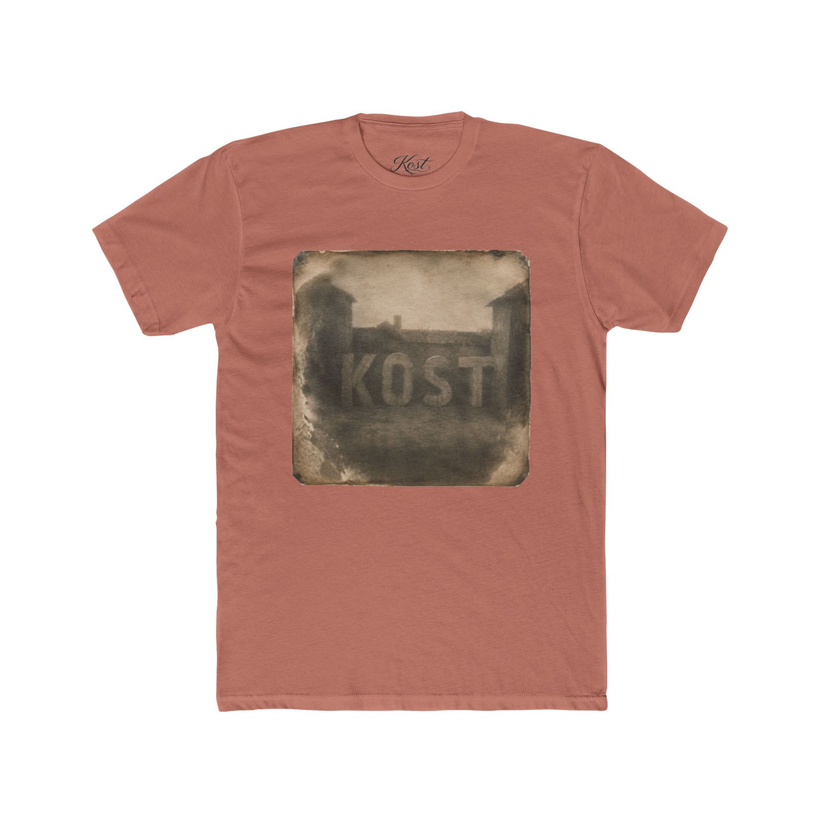 Vintage Photo Tee — 'KOST' Sepia Building Graphic