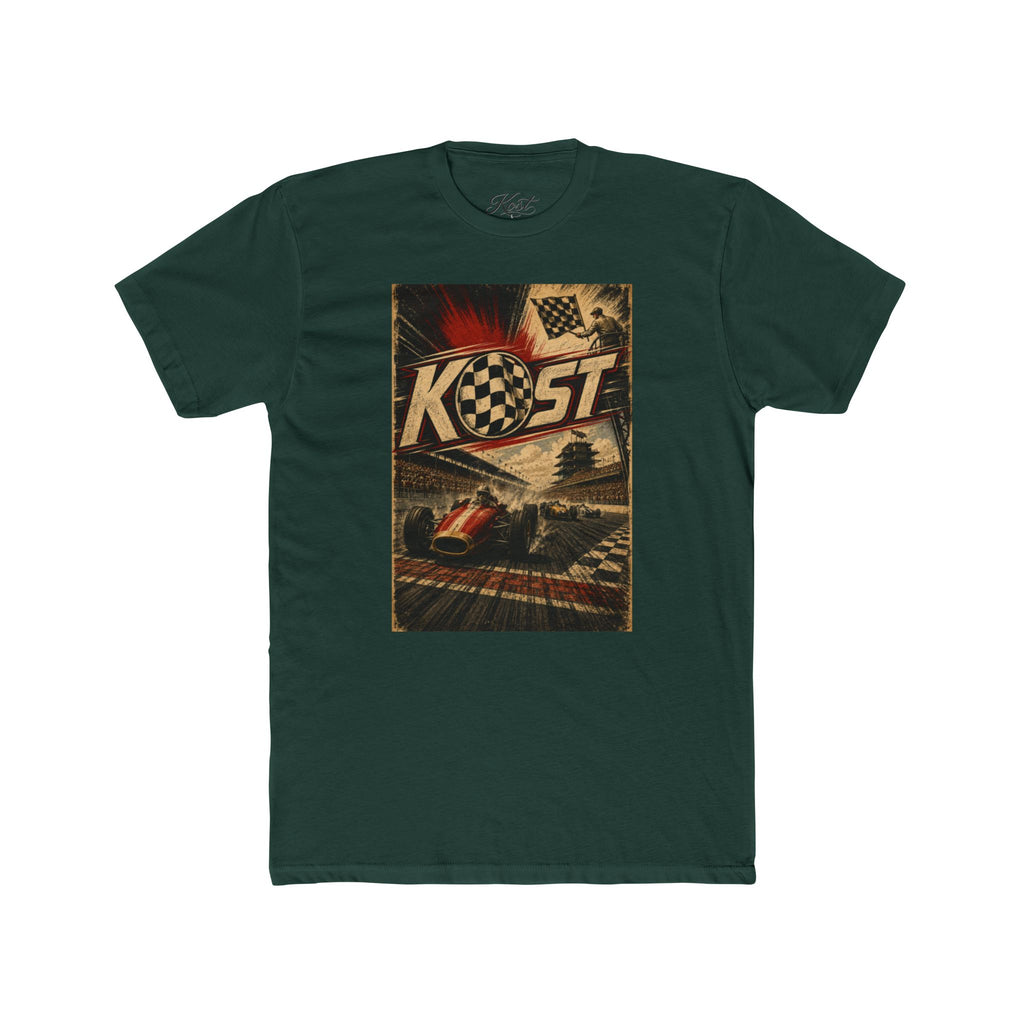 Retro Racing T-Shirt — "KOST" Vintage Checkered Flag Tee