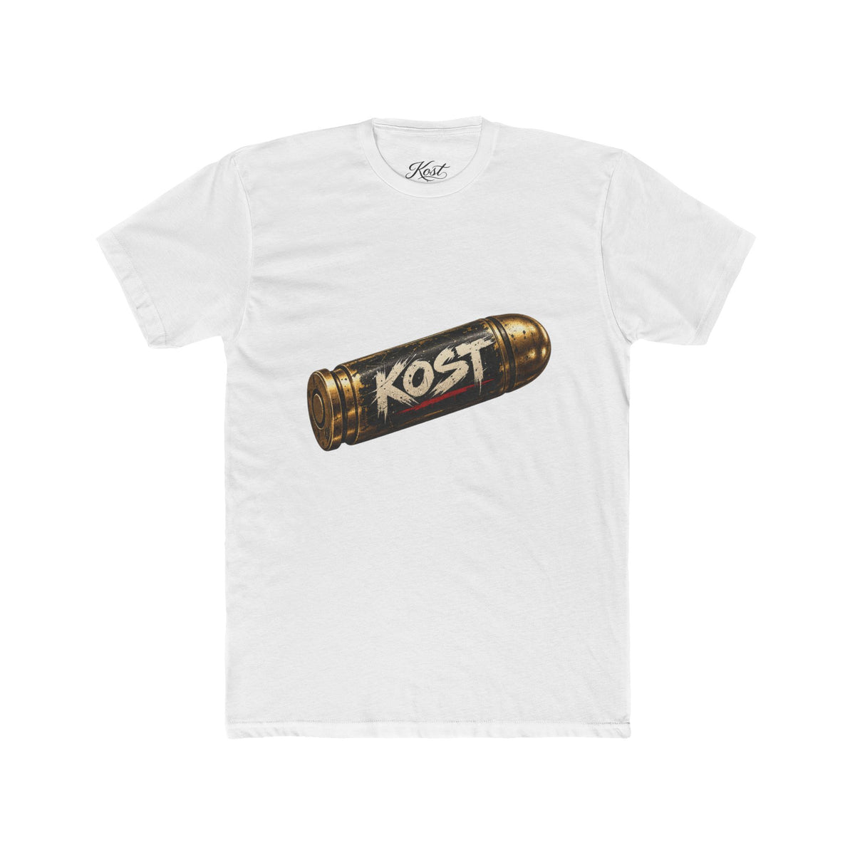 Bullet Logo T‑Shirt — "KOST" Vintage Brass Bullet Graphic