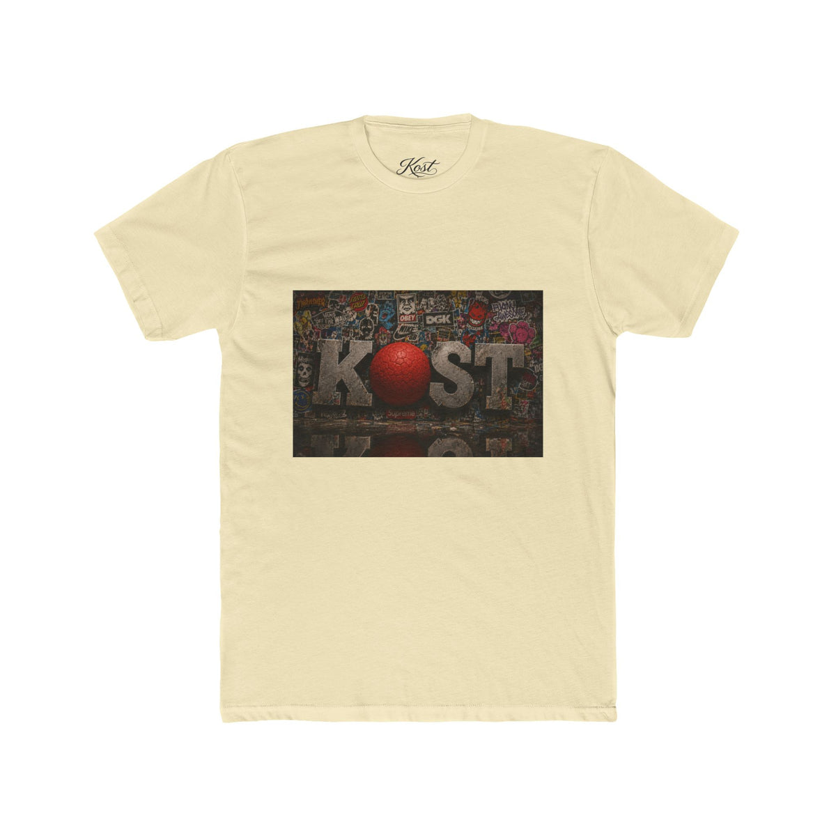 KØST Vintage Sticker Collage Tee — Red Heart Logo Graphic T‑Shirt