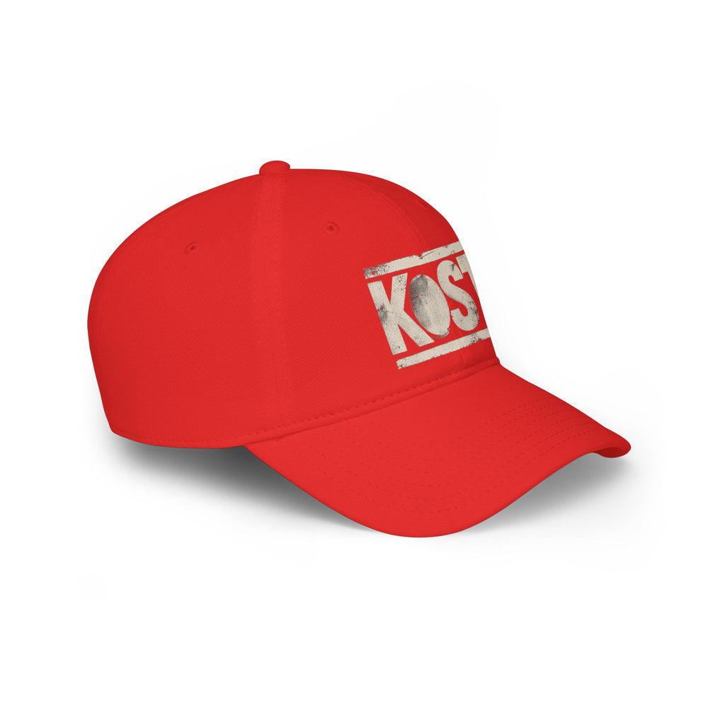 KOST Vintage Logo Baseball Cap — Distressed Red Low Profile Hat