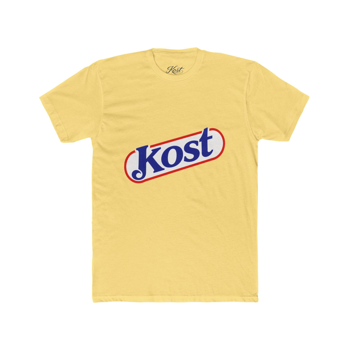 Kost Logo Tee — Retro Red & Blue Script T‑Shirt