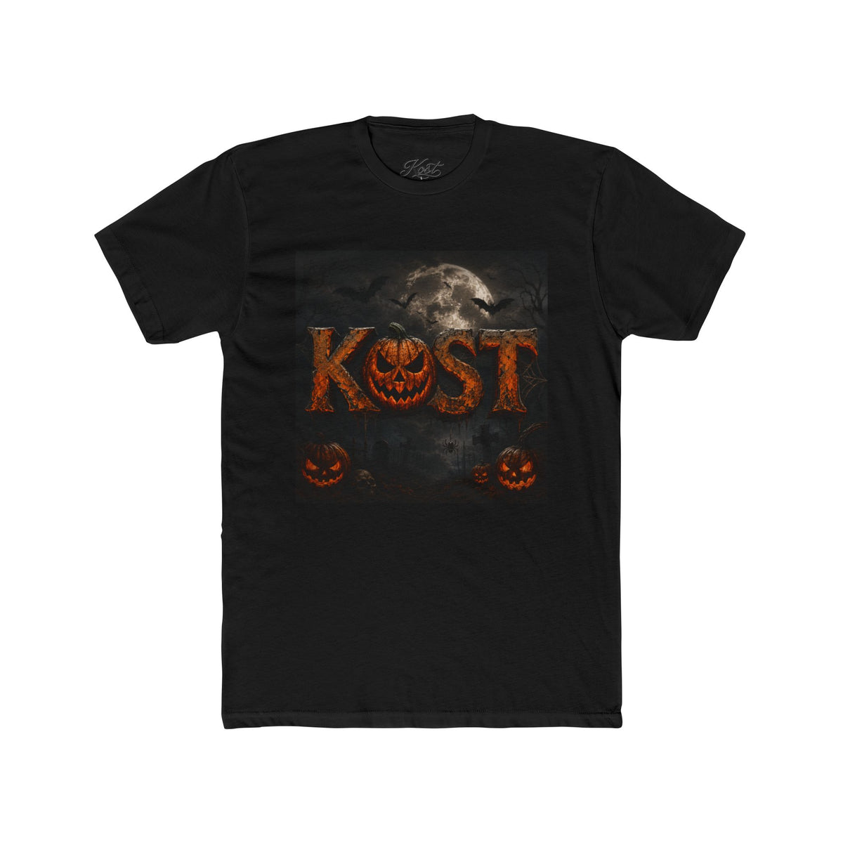 Halloween Pumpkin 'KOST' Crew Tee — Spooky Jack-o'-Lantern Moon T-Shirt