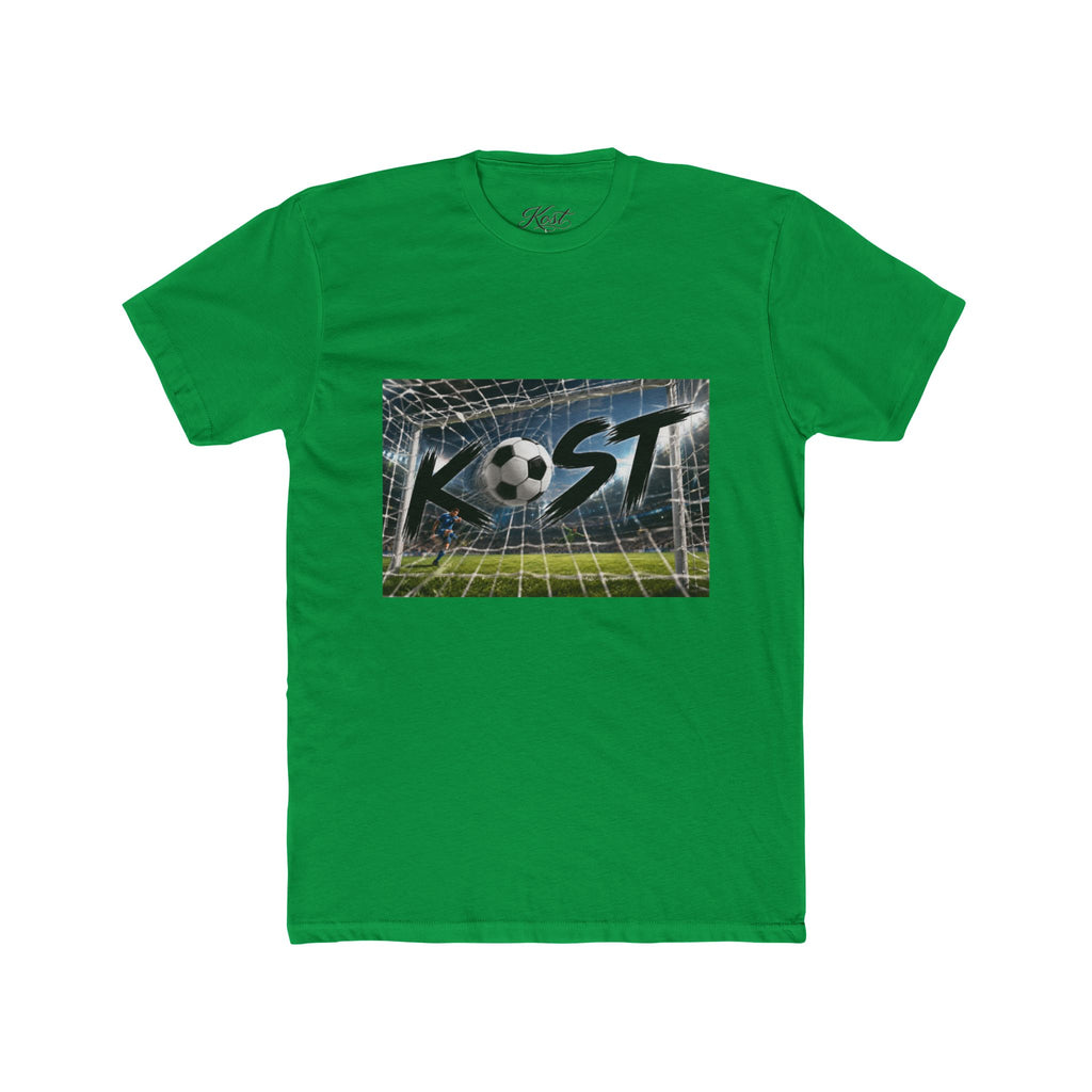 Soccer Goal Graphic Tee — “KOST” Ball in Net Cotton T‑Shirt