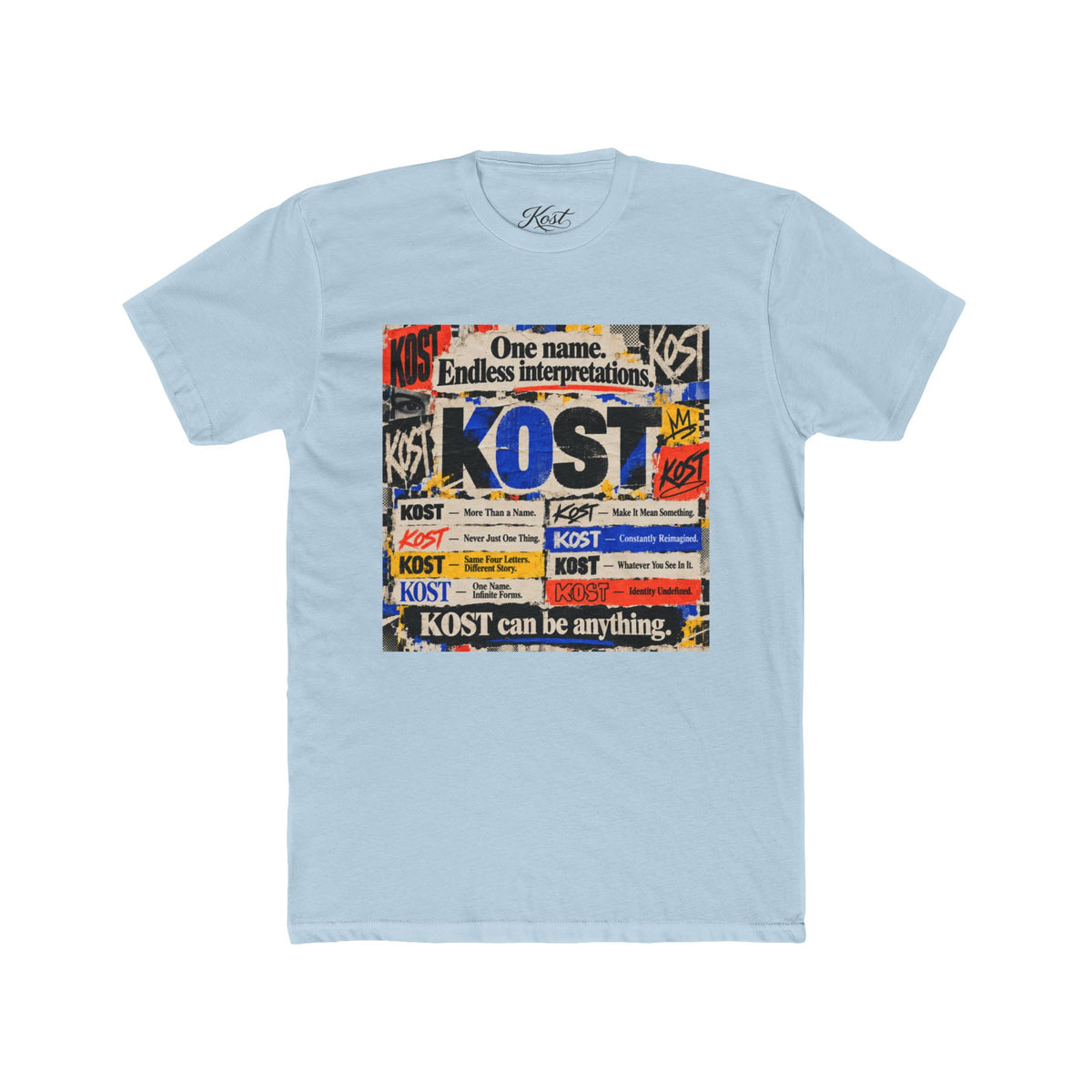 KOST Vintage Patchwork Tee — 'KOST' Collage Graphic Cotton T-Shirt