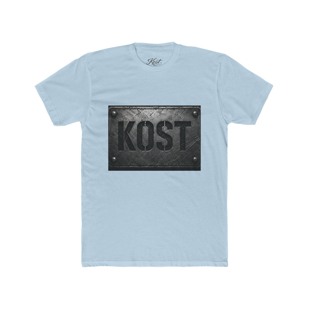 KOST Industrial Metal Plaque T‑Shirt — Vintage Steel Nameplate Tee