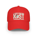 KOST Vintage Logo Baseball Cap — Distressed Red Low Profile Hat