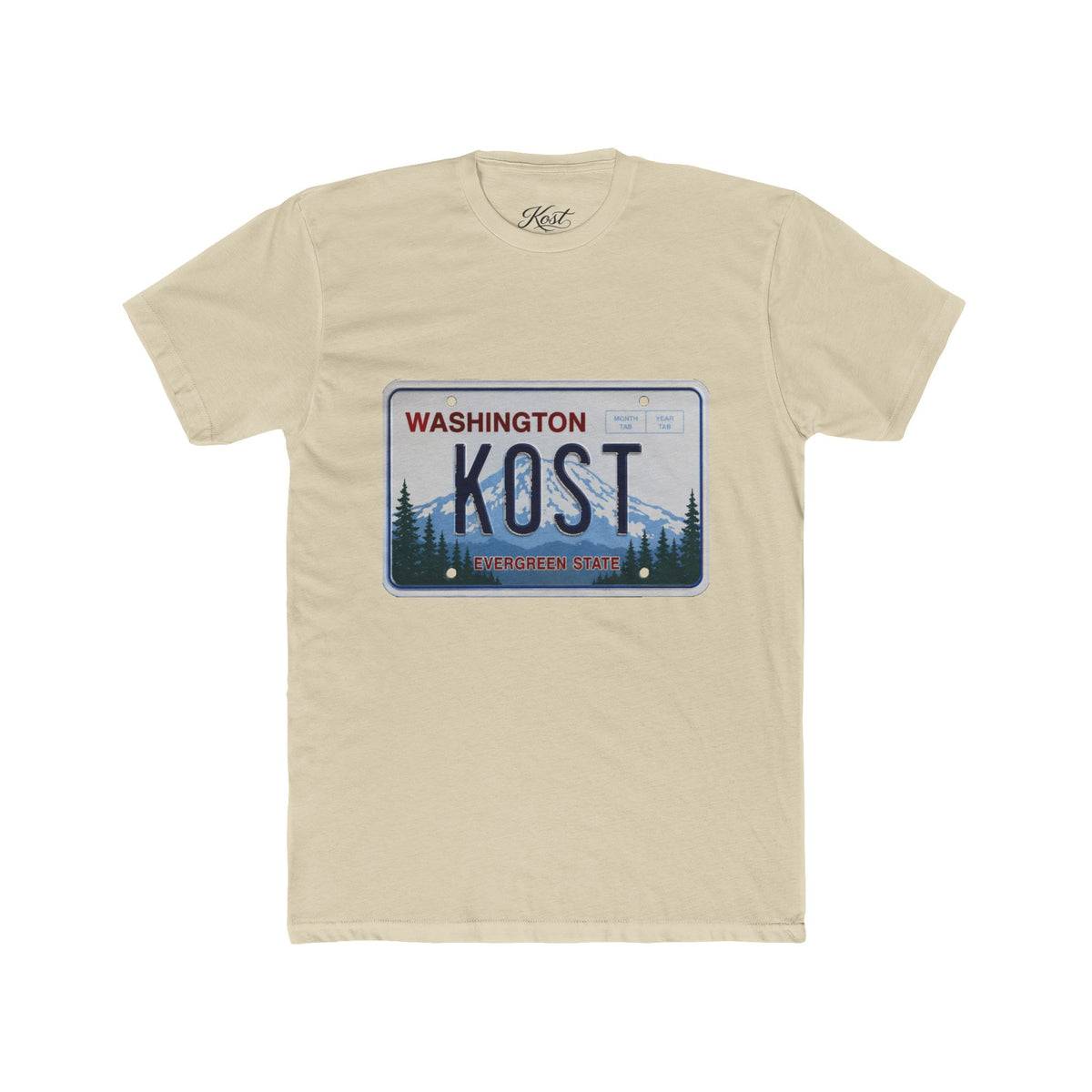 Washington License Plate Tee — 'KOST' Mountain Forest Graphic Shirt