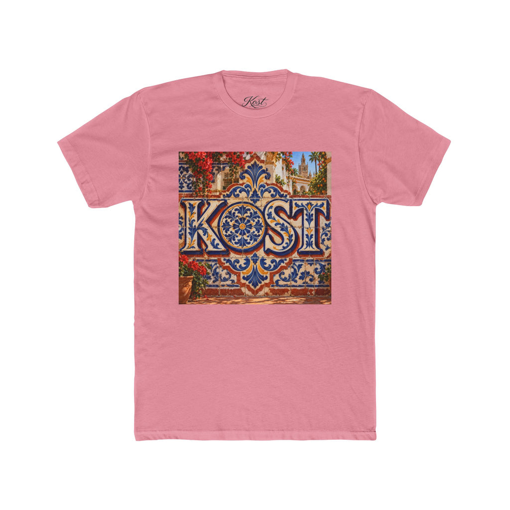Ornate Blue and Red Tile Pattern T-Shirt