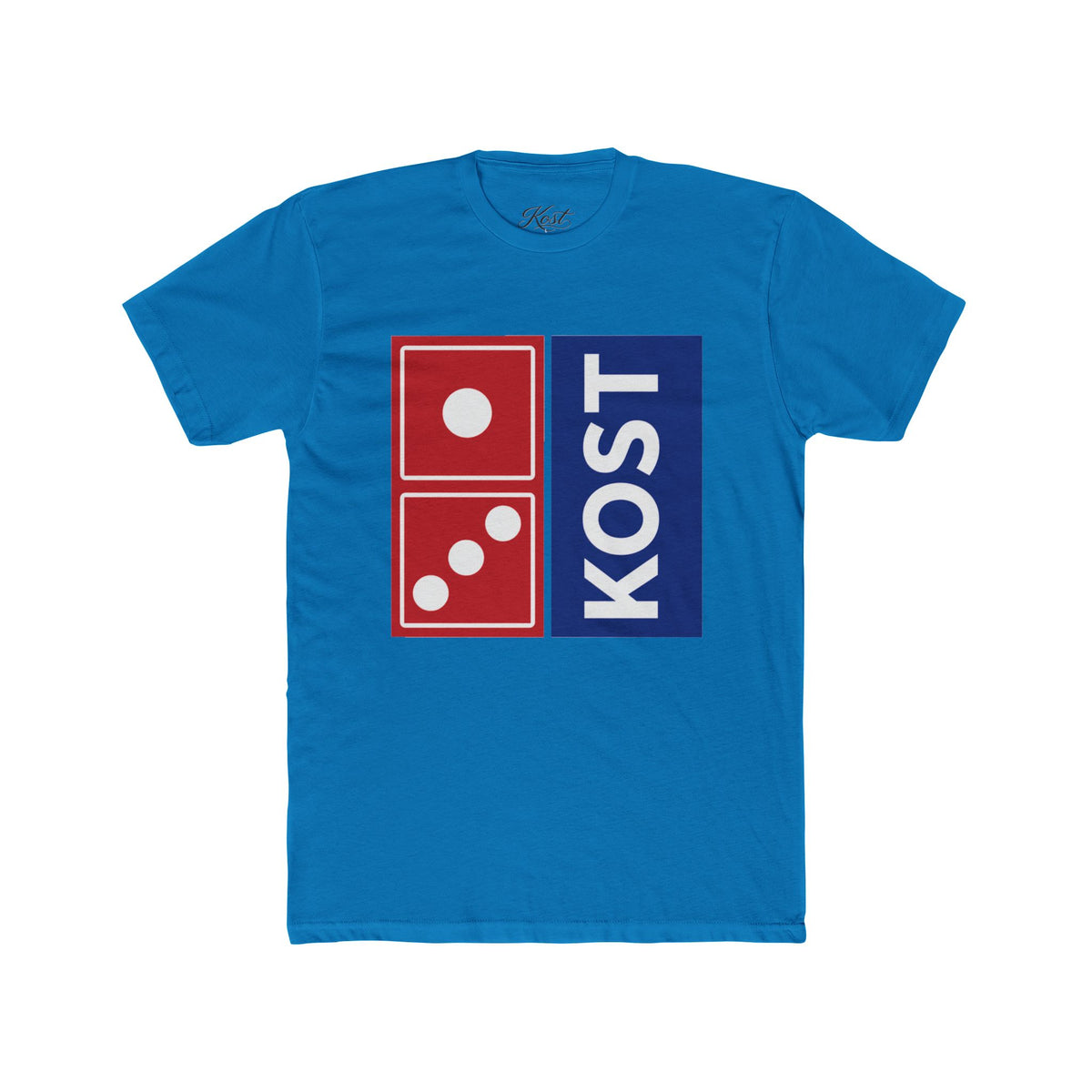 KOST Domino Logo Tee — Retro Red & Blue Graphic T-Shirt