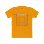 Kost Repeating Text Graphic Tee — Minimal Pastel Square Design