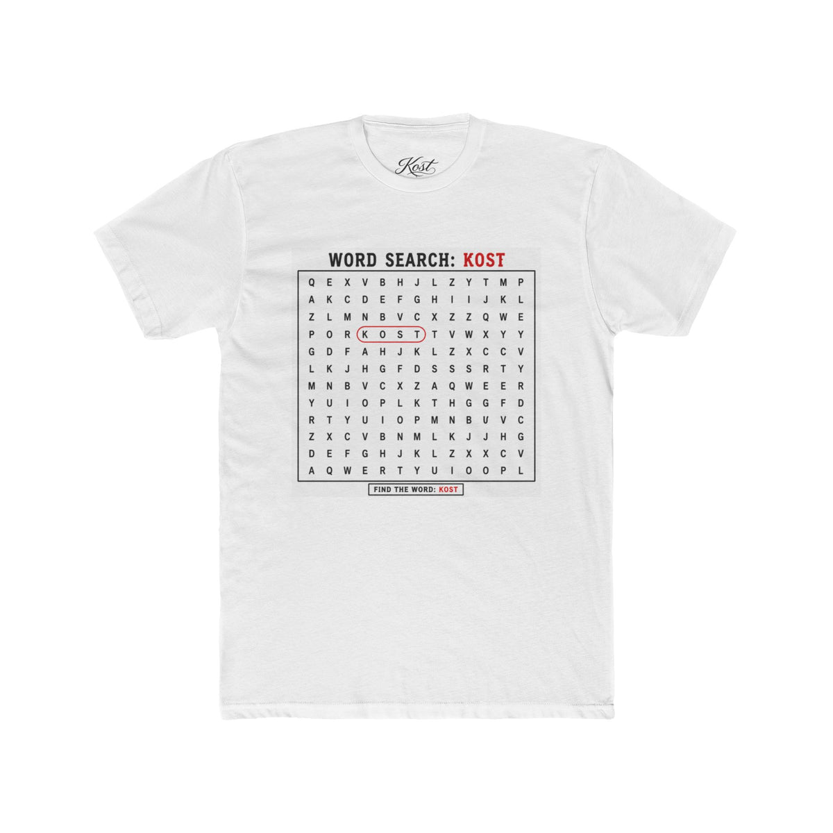 Word Search T‑Shirt — "Kost" Puzzle Graphic Tee