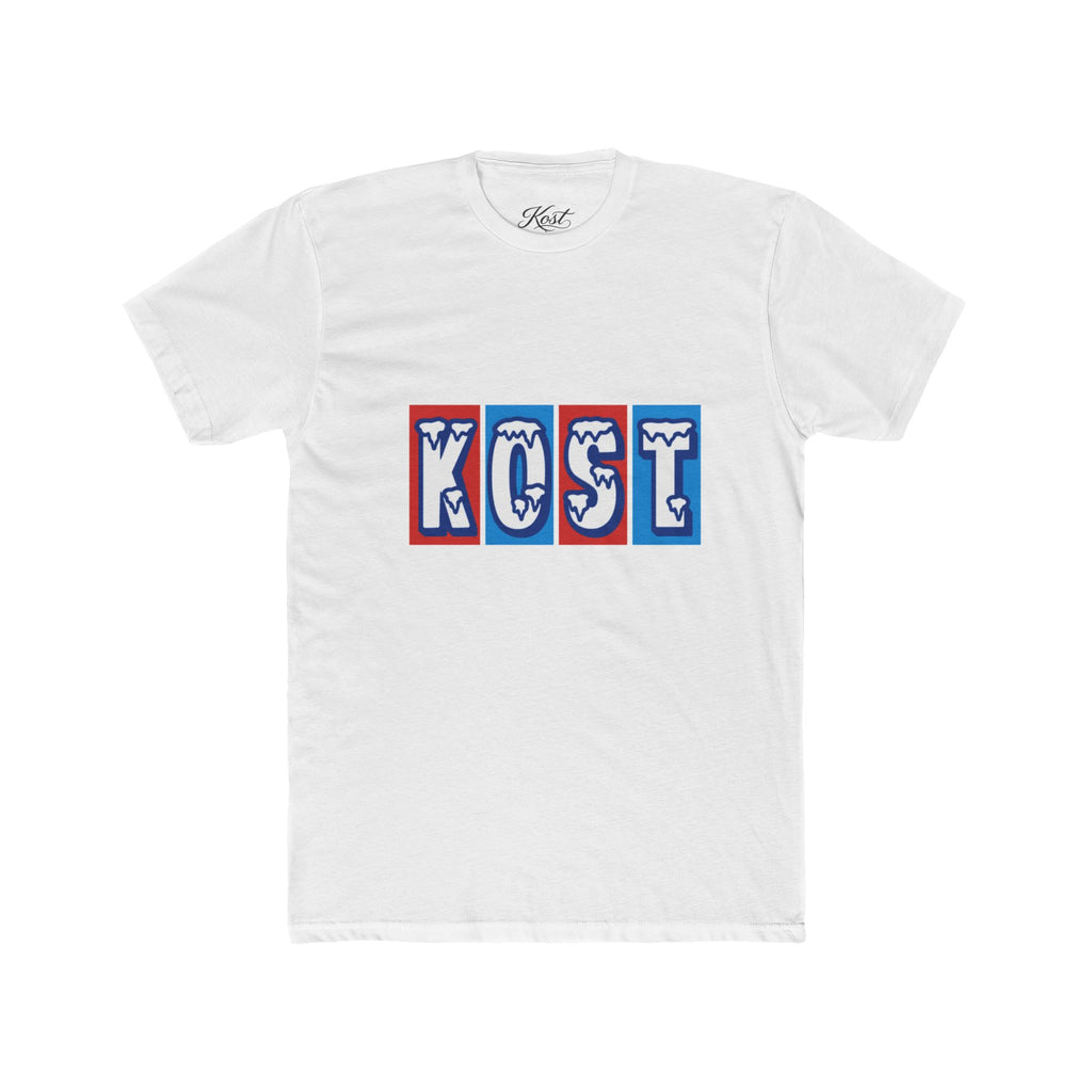 Kost Retro Block Letter Tee — Vintage Red & Blue Graphic T-Shirt