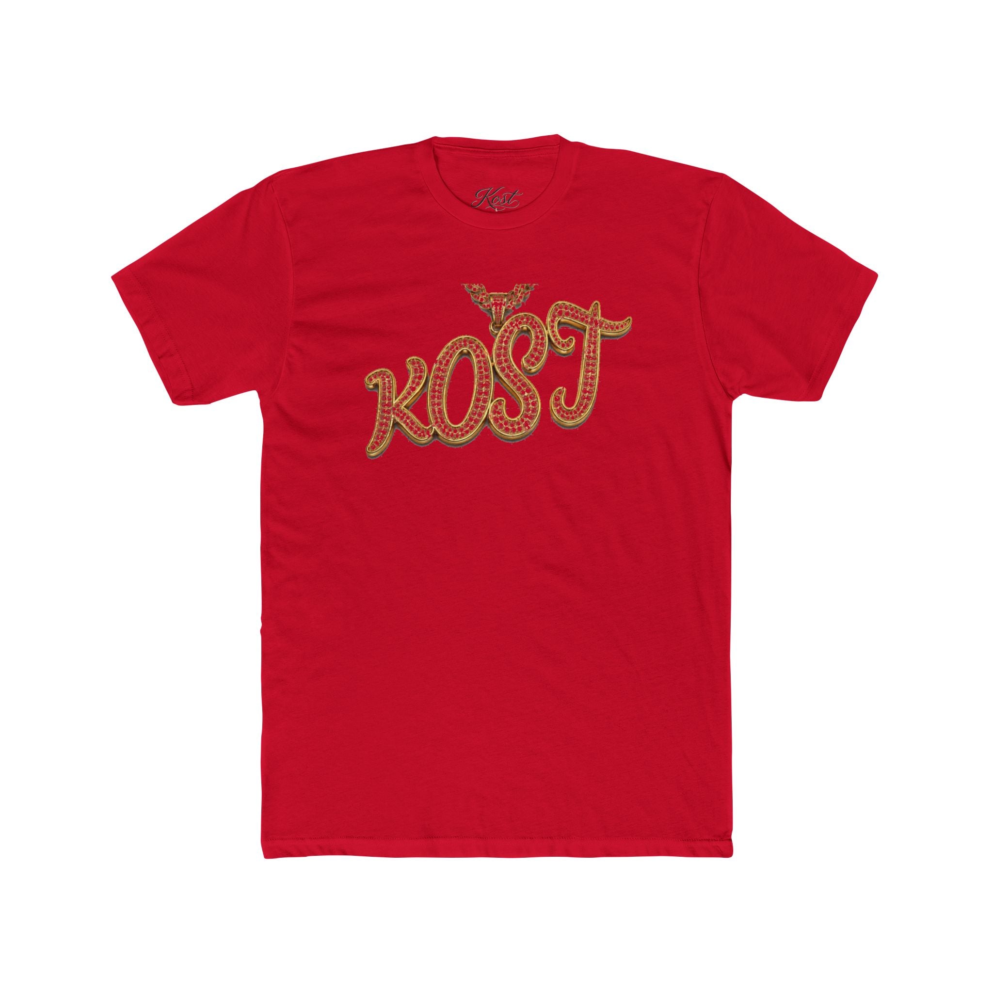 KOST Script Logo Tee — Vintage Rhinestone Lettering Cotton T-Shirt