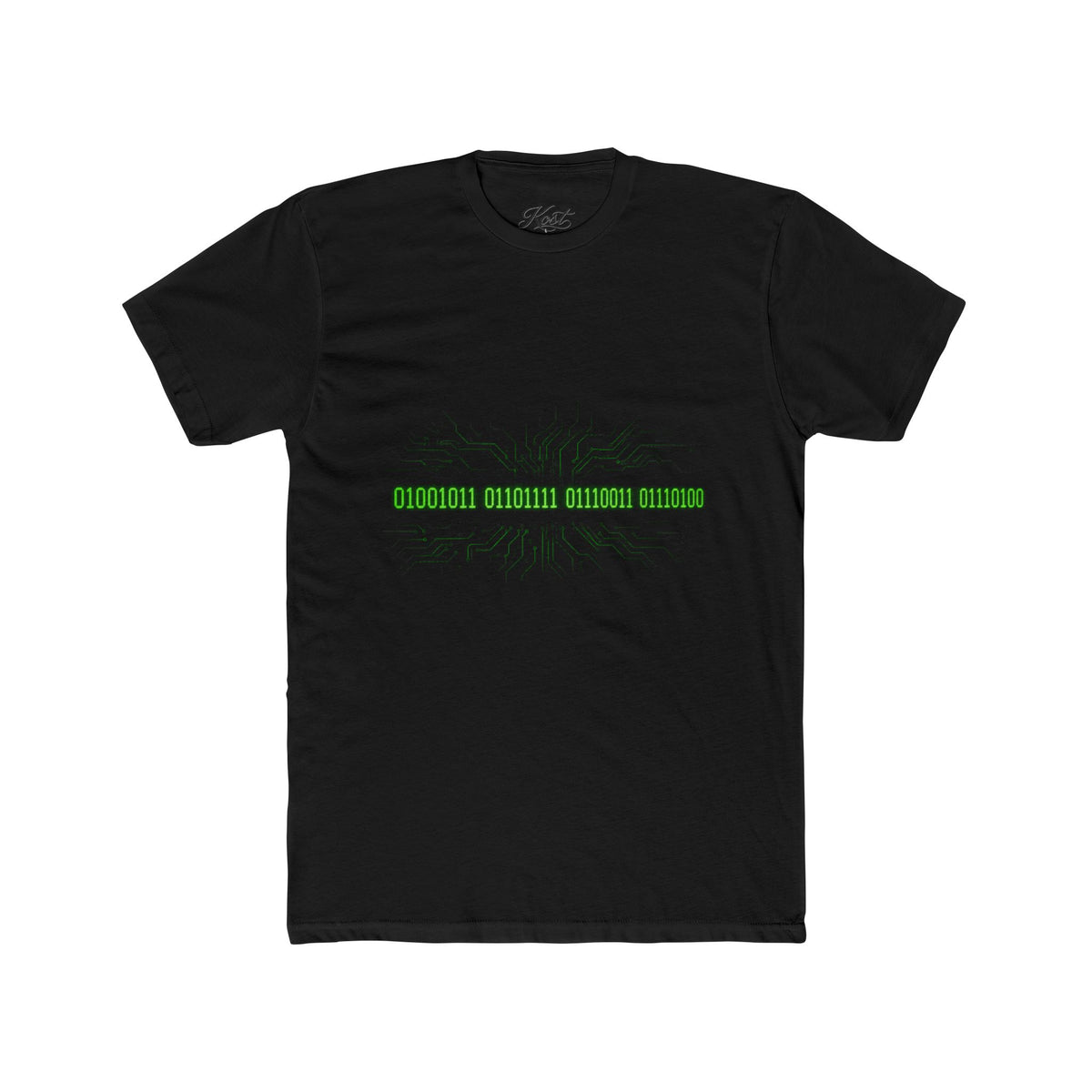 White Crew Tee — Minimal Green Stripe Graphic Tee