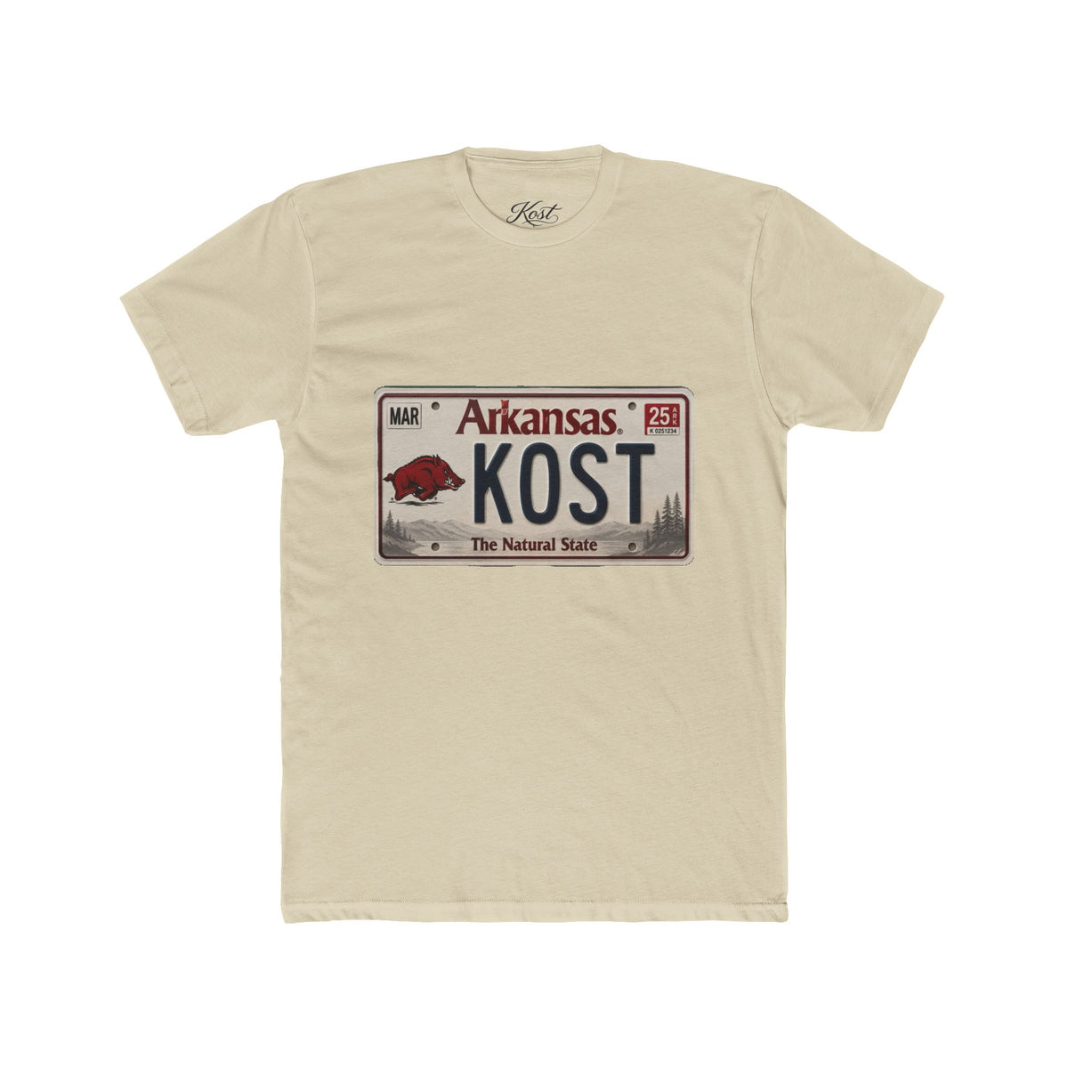 Arkansas License Plate Tee — "KOST" Vintage State Pride T-Shirt