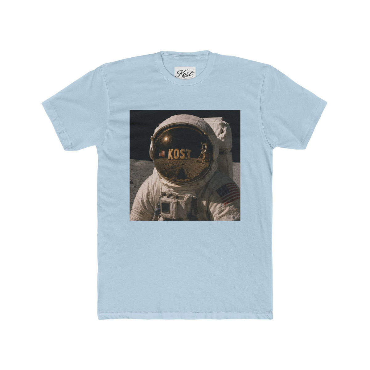 Astronaut Helmet Tee — 'KOST' Reflective Space Graphic T‑Shirt