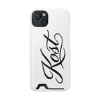 Phone Case with Card Holder – Elegant Black Calligraphy Design